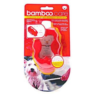 Cepillo y aplicador de champú Bamboo para perros color Rojo