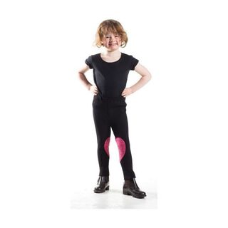 Pantalón para equitación infantil color Negro/Corazones Rosa Fuerte