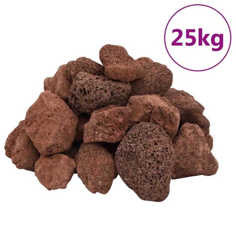 vidaXL Rocas volcánicas rojas 25 kg 1-2 cm, , large image number null