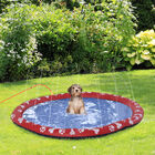 PawHut Splash Pad 150 cm Aspersor de Juegos de Agua con Rociador Tapete de Salpicaduras Piscina de Verano Portátil para Mascotas Perros Rojo., , large image number null