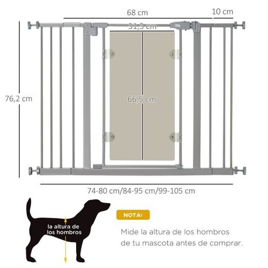 PawHut Barrera de Seguridad de Perros Extensible para Escaleras y