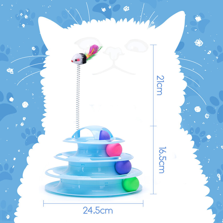 Nobleza - Juguete para Gatos, Juguetes Interactivo con Diseño de Torre con 4 Pelotas de 3 Niveles, Torre Interactiva Gato（25 x 16.5cm）, , large image number null