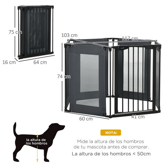 Parque para perros plegable 8 vallas PawHut 62x19.5x78 cm negro