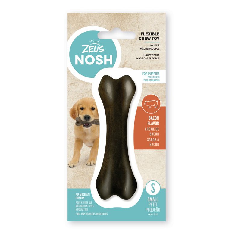 Juguete mordedor para cachorro Zeus Nosh Flexible, Hueso, Beicon , 11cm, , large image number null