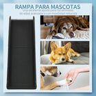 PawHut Rampa Plegable para Perros y Gatos con Alfombra Antideslizante Escaleras de Mascotas para Coche Cama Sofá Carga 75 kg 155x39x14 cm Negro., , large image number null