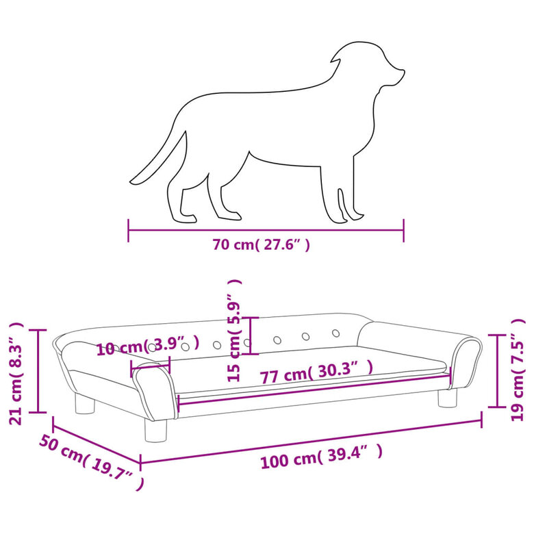 Vida XL Cama Gris para perros, , large image number null