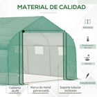 Outsunny Invernadero de Túnel verde con puerta  y 6 ventanas enrollables para cultivo de plantas y flores., , large image number null