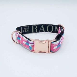 Baona collar qawra rosa para perros