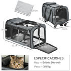 PawHut 4 en 1 Transportadora para Mascotas con Ruedas Carrito para Mascotas Bolsa de Transporte para Perros Gatos con Asa Telescópica de Aluminio 50x31x37 cm Gris, , large image number null