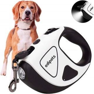 Edipets correa extensible con luz led blanco para perros