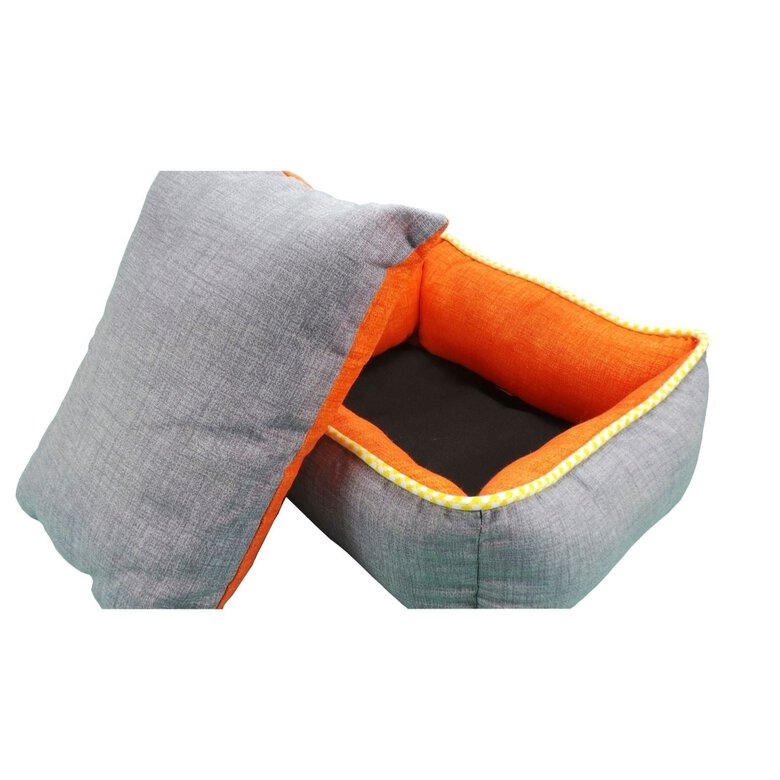 Ion Cama Cuna Cuadrada Bicolor Reversible naranja y gris, , large image number null