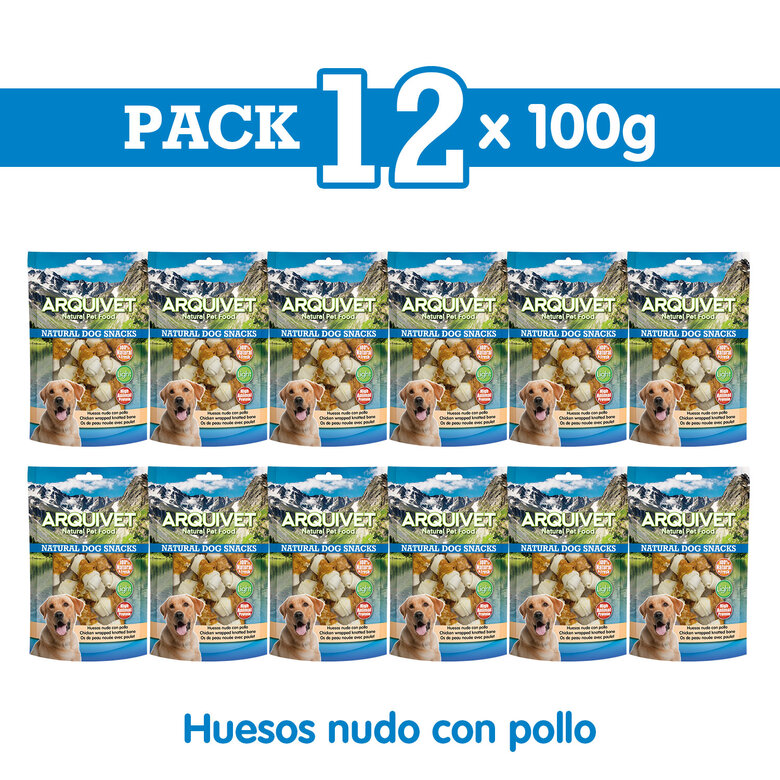 PACK 12 unidades - Huesos nudo con pollo 100 g - Snacks naturales, , large image number null