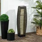 Outsunny Linterna de Jardín de Ratán Sintético Luces Solares Exterior con Luces LED Encendido/Apagado Automático para Terraza Balcón Patio 21x21x78 cm Gris, , large image number null