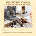 PawHut Escalera para Mascotas de 3 Peldaños Escalones para Perros Gatos con Tapas Abribles y Espacio de Almacenamiento 63,5x42,5x40,5 cm Gris, , large image number null