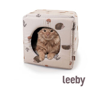 Leeby Cama Cueva Estampado de Erizos para gatos