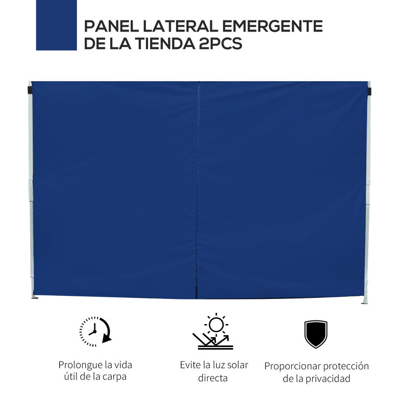 Outsunny 2 Paredes Parte Laterales para Carpa 3x2 Lado Parasol de Gazebo Tela Oxford con 2 Ventanas Medidas Apto para 3x3 3x6 Azul, , large image number null