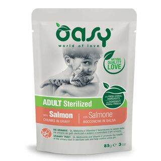 Oasy Adulto Trozos de Salmón en salsa para gatos