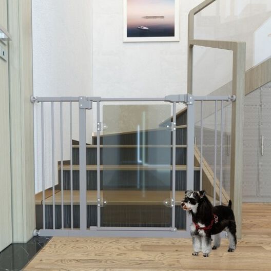 PawHut barrera de seguridad para perros extensible para escaleras y puertas  75-103 cm para con