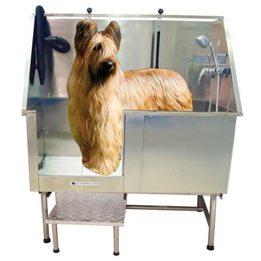 Bañera de aseo para perros, bañera de acero inoxidable con grifo y
