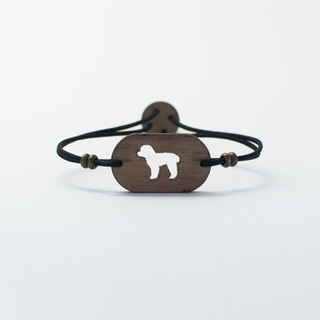 Pulsera de madera Caniche/Perro de Aguas personalizable color Negro