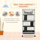 PawHut Jaula para Animales Pequeños de 4 Niveles Jaula para Roedores con Ruedas 2 Puertas 3 Rampas Hamaca Colgante y Bandeja Extraíble para Chinchillas 52x52x113,5 cm Blanco, , large image number null