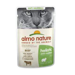 Almo Nature Holistic Anti hairball buey sobre para gatos