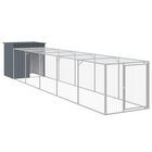 vidaXL Gallinero con corral acero galvanizado gris para gallina, , large image number null