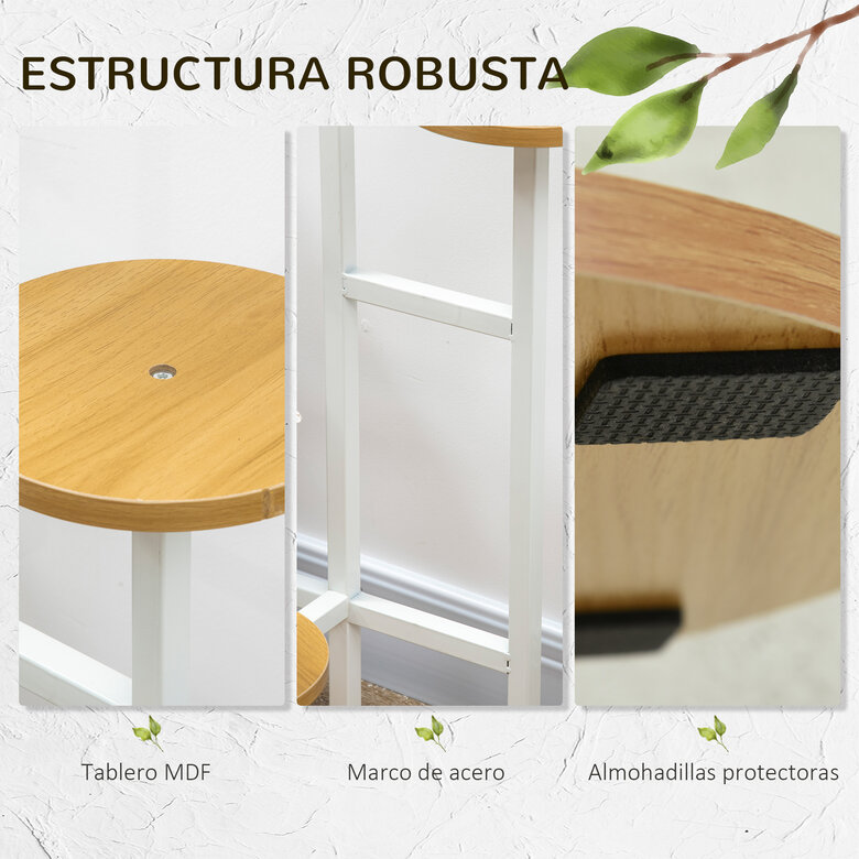 Outsunny Soporte para Plantas de 4 Niveles Estantería para Macetas Soporte para Macetas con Marco de Acero para Interior Salón Dormitorio Terraza Jardín Balcón 40x40x95,5 cm Natural, , large image number null