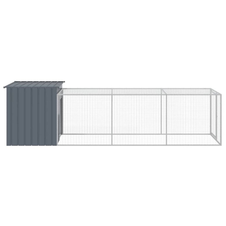 vidaXL Gallinero con corral acero galvanizado gris para gallina, , large image number null