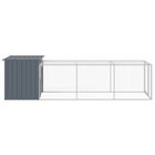 vidaXL Gallinero con corral acero galvanizado gris para gallina, , large image number null