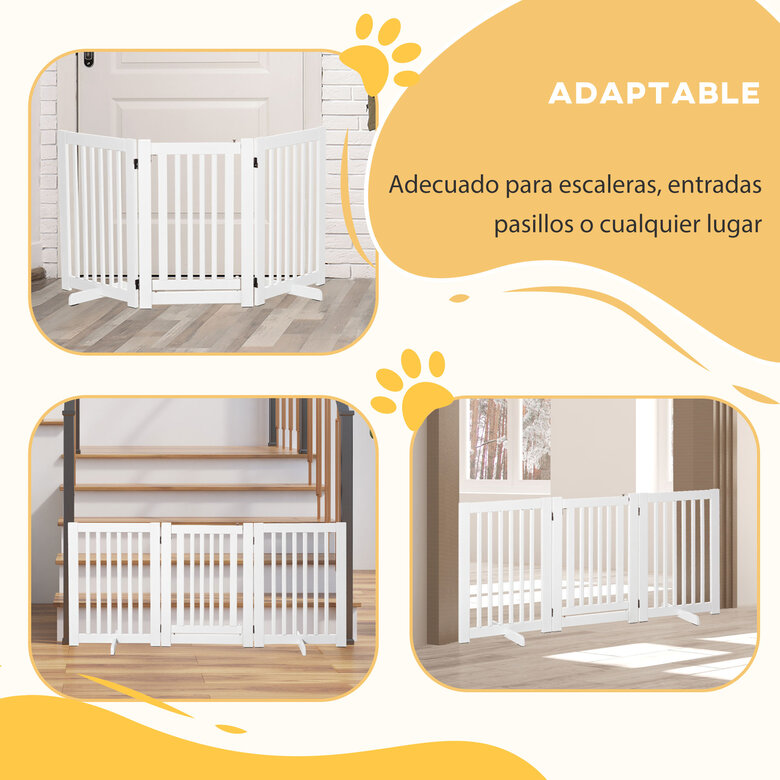 PawHut Barrera para Perros de Madera Valla para Mascotas Plegable de 3  Paneles con Plegado Bidireccional y Patas de Apoyo Triangulares para Puerta  Pasillo Escalera 210x44x70 cm Madera Natural