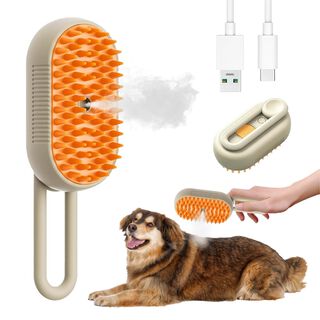 TheKingPet Cepillo Masajeador para Baños en Seco 3 en 1 - Quitapelos Fácil para Perros y Gatos