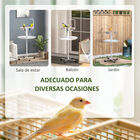 PawHut Comedero de Pájaros para Exterior con Ruedas Ø60x138 cm Comedero para Pájaros de Pie con 2 Cuenco de Acero Inoxidable y 2 Perchas para Jardín Terraza Blanco, , large image number null