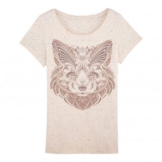 Camiseta Mujer Zorro Mandala color BEIGE