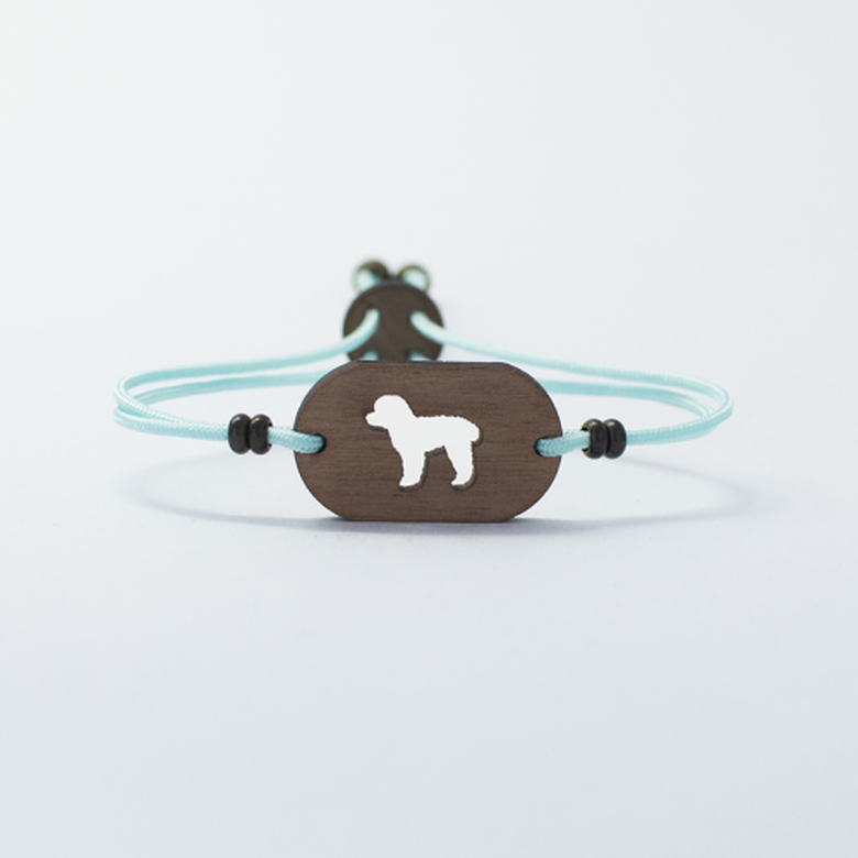 Pulsera de madera Caniche/Perro de Aguas personalizable color Celeste, , large image number null