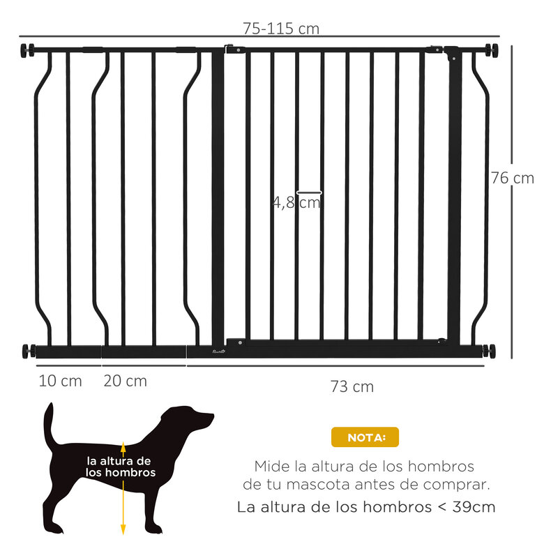 PawHut Barrera de Seguridad negra para Mascotas, , large image number null