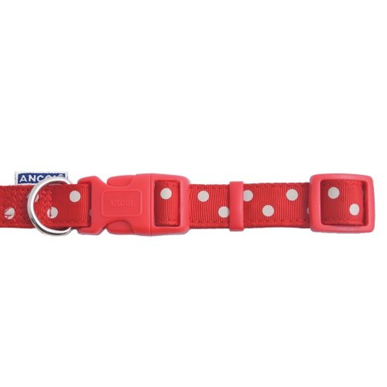 Ancol collar ajustable de nylon con estampado de lunares rojo y blanco para perros, , large image number null