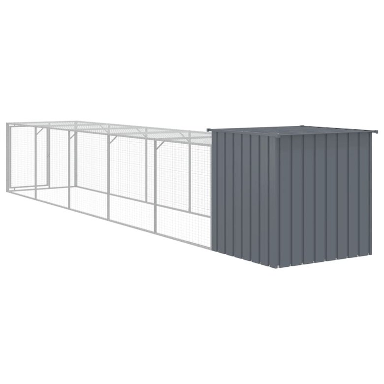 vidaXL Gallinero con corral acero galvanizado gris para gallina, , large image number null