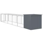 vidaXL Gallinero con corral acero galvanizado gris para gallina, , large image number null