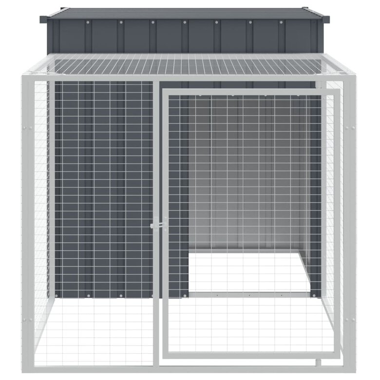 vidaXL Gallinero con corral acero galvanizado gris para gallina, , large image number null