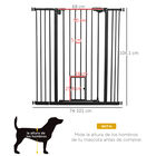 PawHut Barrera de Seguridad para Perros con 1 Puerta Pequeña Barrera para Mascotas Extensible con Cierre Automático y Sistema de Doble Bloqueo para Puerta Pasillo Escalera 74-101x104,1 cm Negro, , large image number null