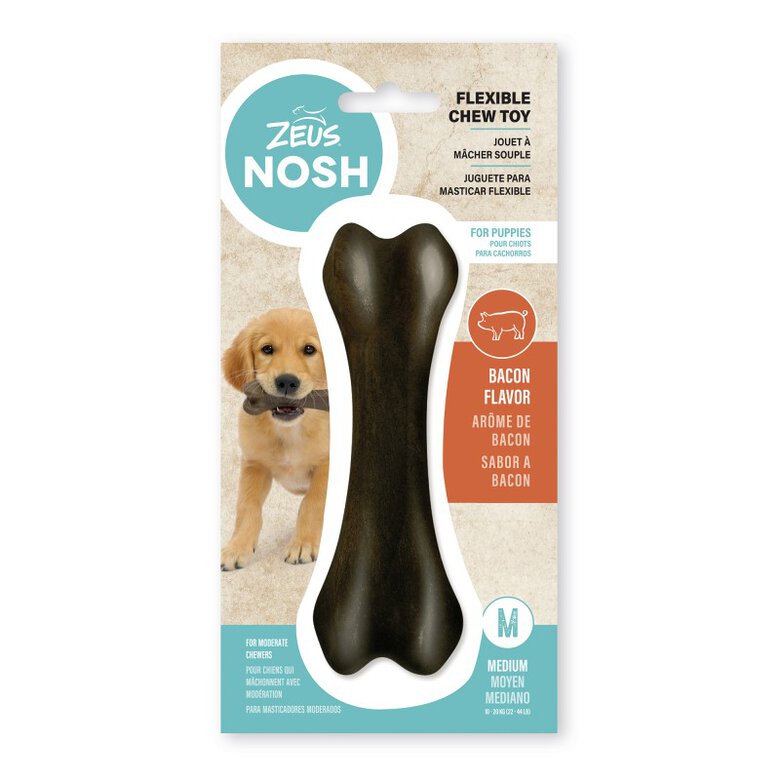 Juguete mordedor para cachorro Zeus Nosh Flexible, Hueso, Beicon , 11cm, , large image number null