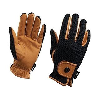 Guantes de equitación croché unisex adultos color Natural/Negro