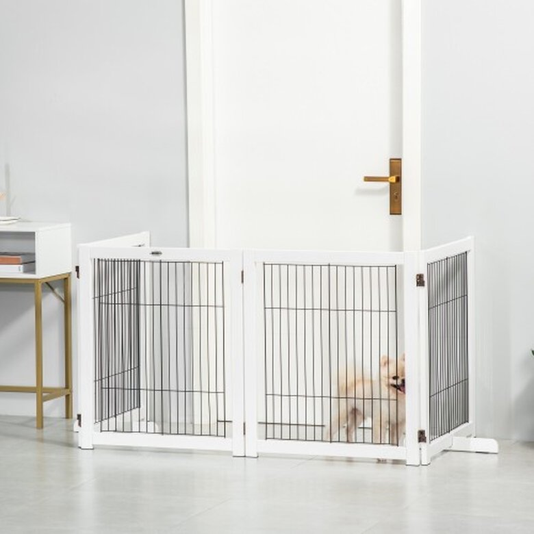 Pawhut barrera de seguridad portátil y plegable para perros