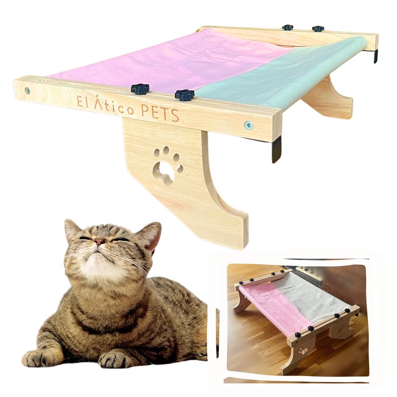 EL ÁTICO PETS Hamaca Gato Ventana. Uso Colgante a 2 Patas o en Suelo con 4 Patas. Cama Gato Radiador. Hamaca Ventana Gato. Cama para Gatos Grande. Cat Bed. Camita para Gatos, , large image number null