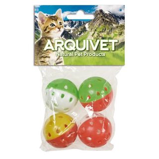 Pack de 4 pelotas con cascabel para gatos color Variado