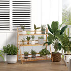 Outsunny Estantería para Plantas de 3 Niveles de Bambú Soporte para Flores Plegable Estantería para Macetas para Interiores y Exteriores 98x37x96,5 cm Natural, , large image number null