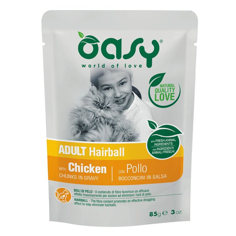 OASY GATO TROZOS SALSA ADULT HAIRBALL 85G, , large image number null