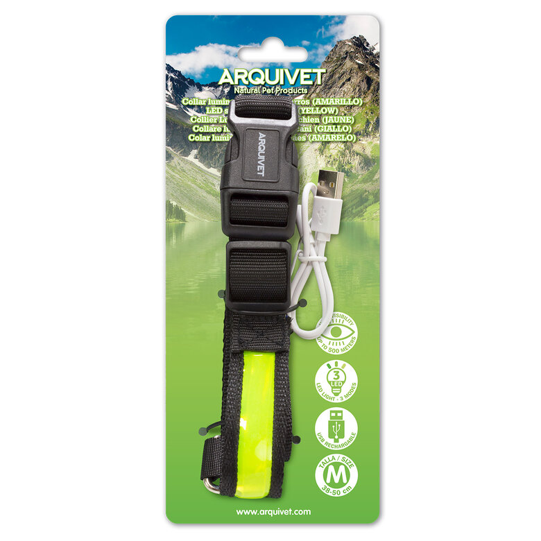 Arquivet Collar con Luz Led Amarillo para perros, , large image number null