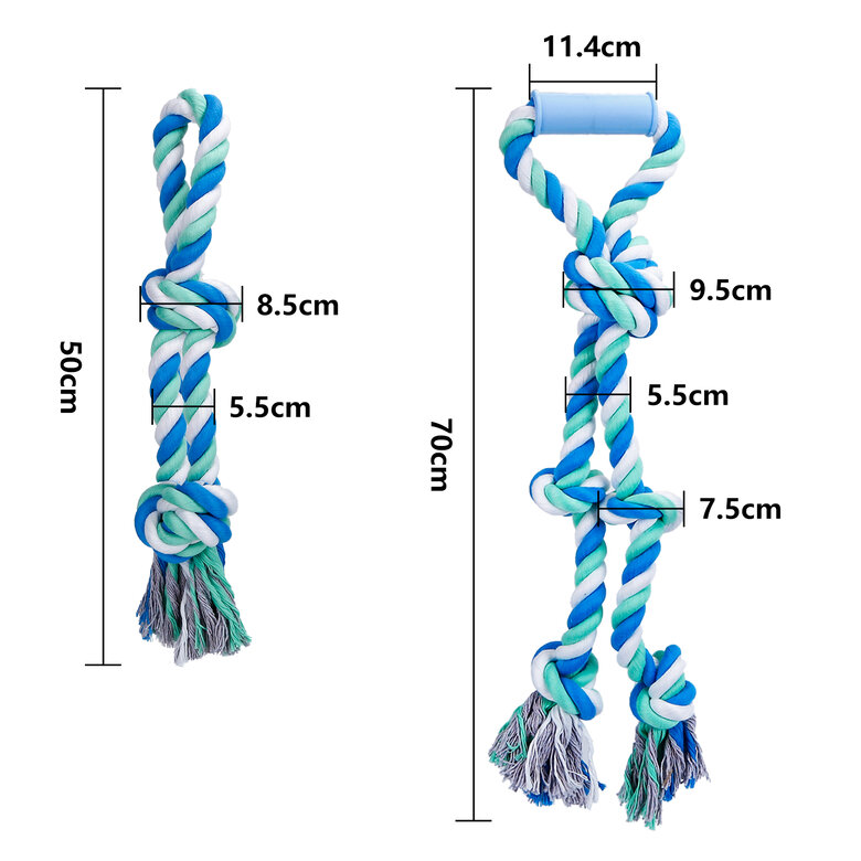 Nobleza - Juguetes de Cuerda para Perros, Juguete para Masticar con 5+2 Nudos para los que mastican con agresividad, Cuerdas XL de 70+50cm para perros grandes y fuertes, , large image number null